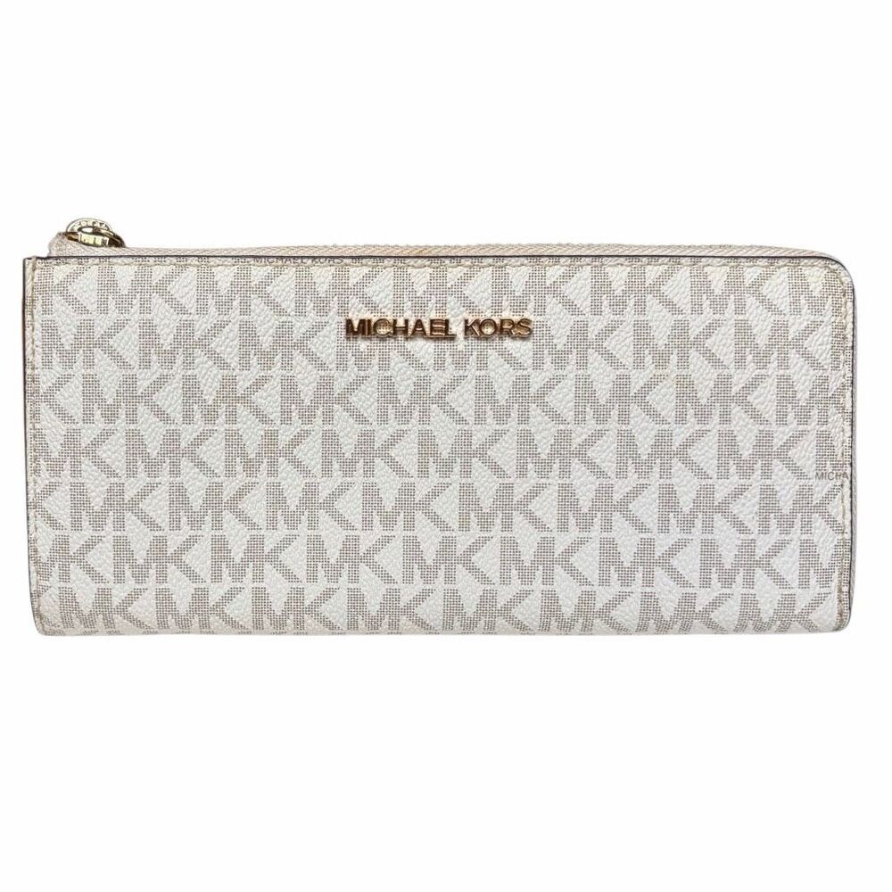 Michael Kors Large Continental Wallet - Cream/Beige - Gold Hardwear